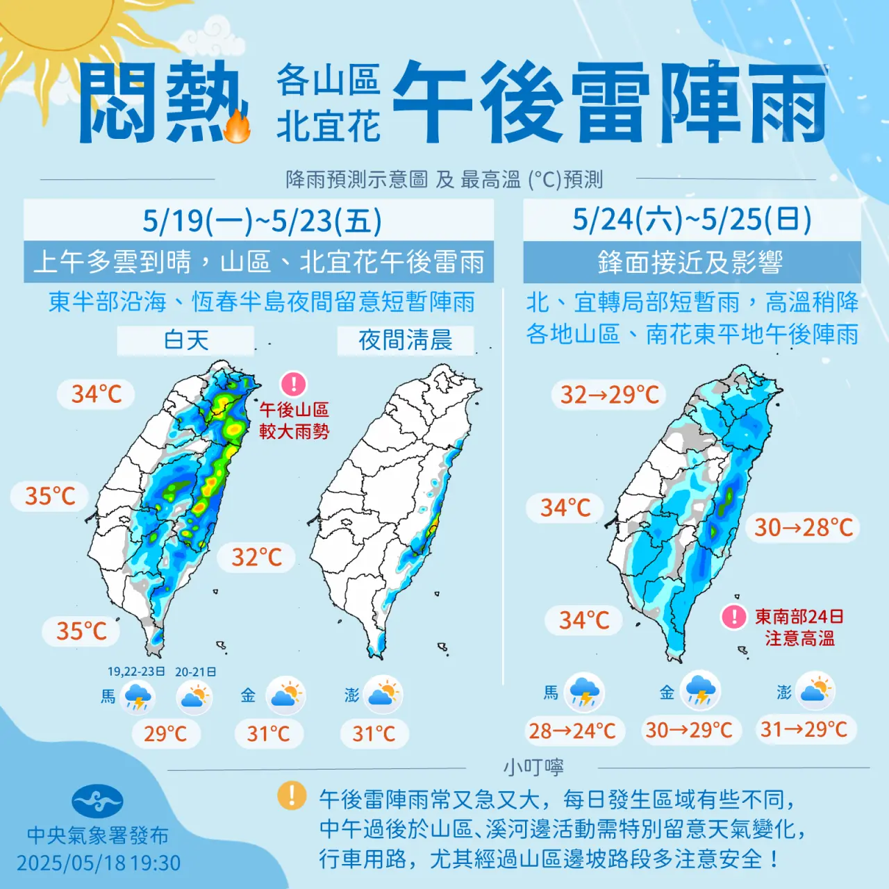 周末鋒面再近。中央氣象署提供