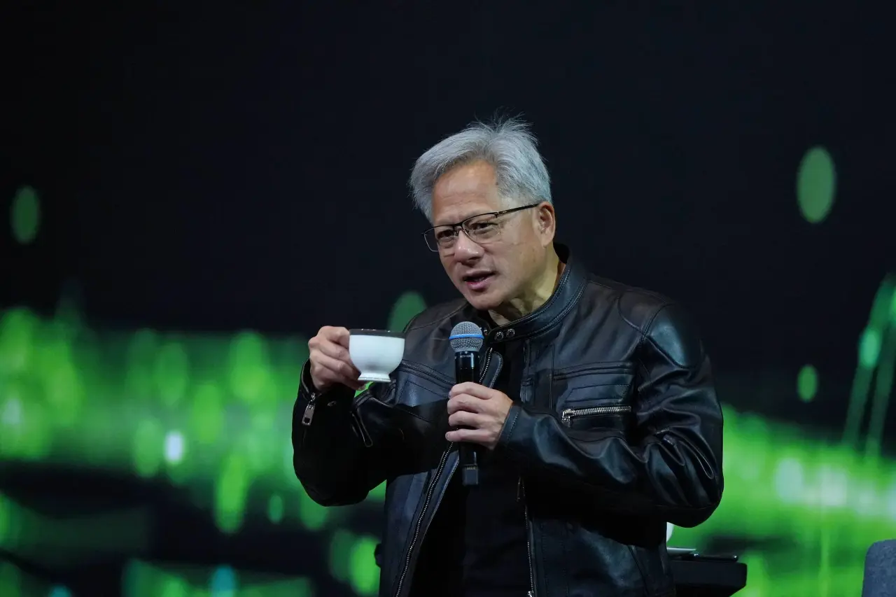 輝達執行長黃仁勳舉行全球記者會。葉志明攝