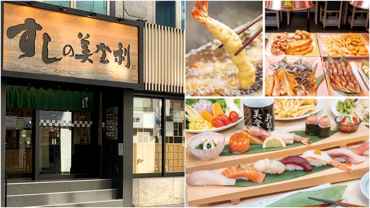 「美登利壽司」台中LaLaport吃到飽店將調整價格,其中假日費用一次漲500元。圖左為美登立台北店外觀。翻攝自美登利粉專/官網