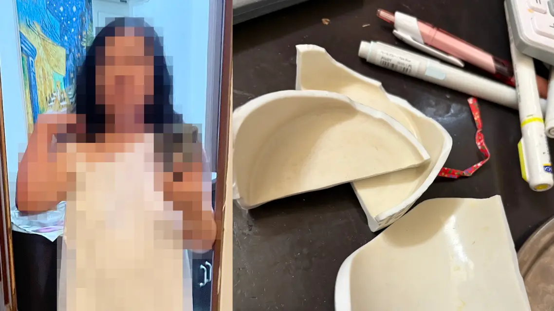 邵姓女房東(左)涉嫌破壞樋口住處房門,入內毀損物品(右)。律師陳頂新提供