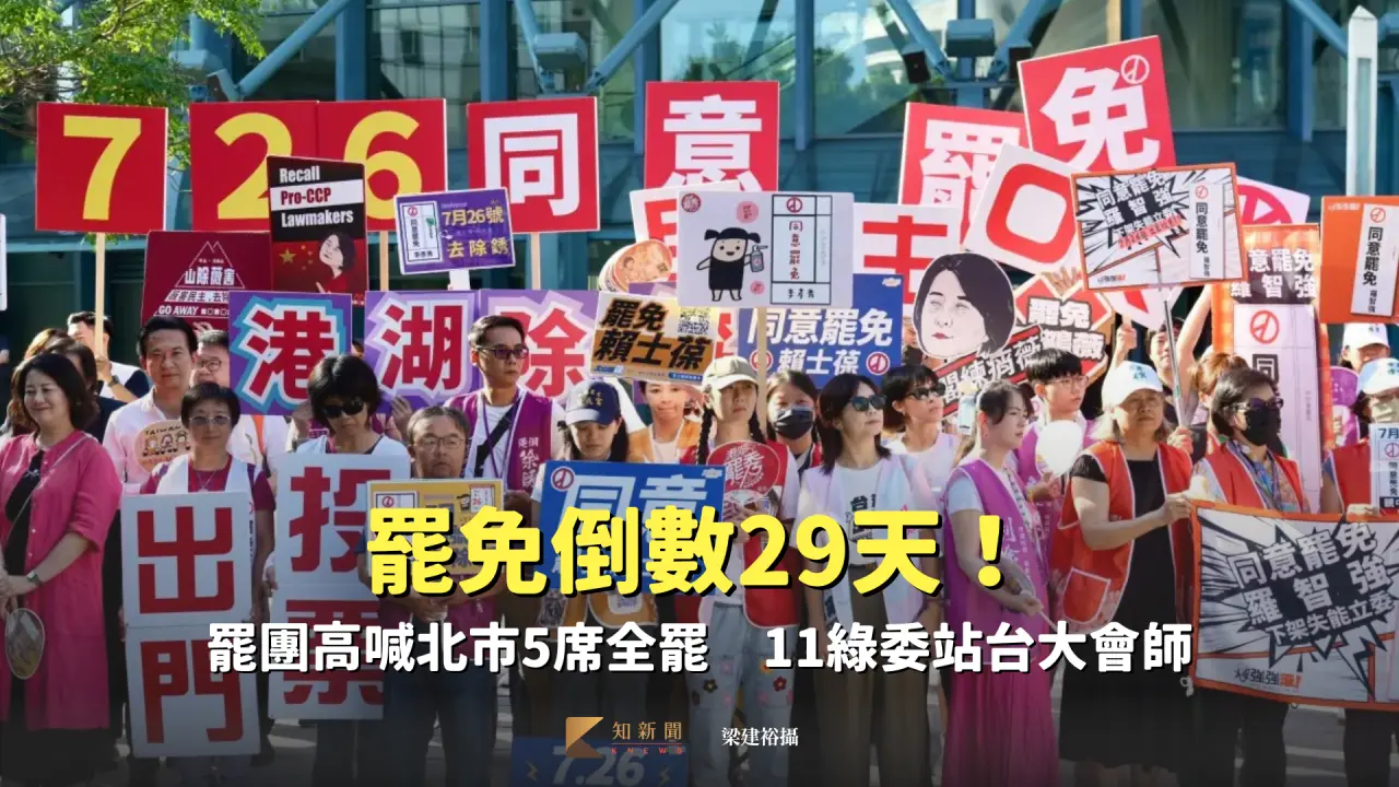 北市罷團今在小巨蛋路口大會師。梁建裕攝