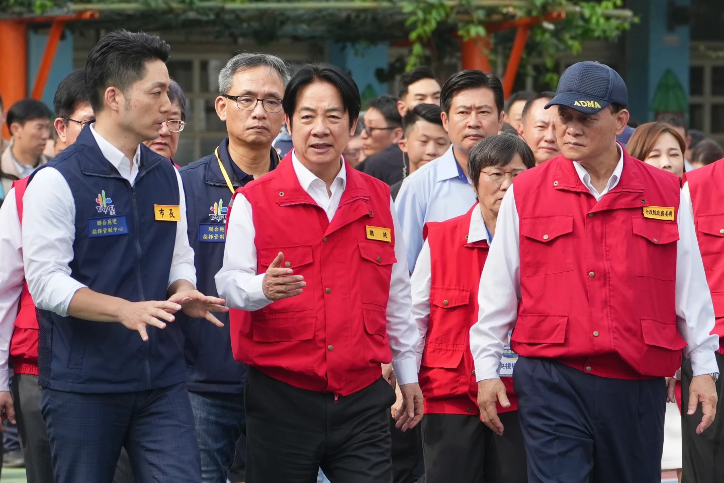 賴清德、蔣萬安視導戰時急救站及災民收容救濟站開設演練。林林攝