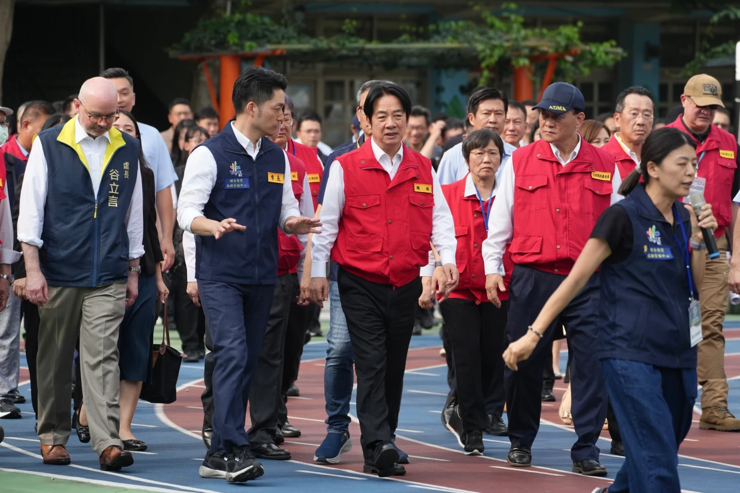 賴清德、蔣萬安前往中山國小視導演練。林林攝