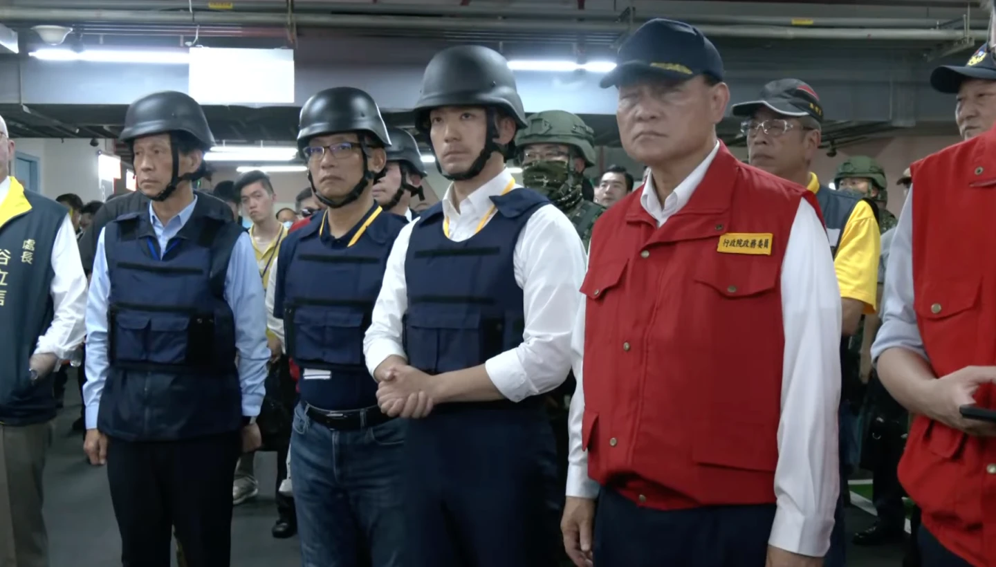 蔣萬安視察街區、社區、道路及捷運防空避難演練。北市府提供