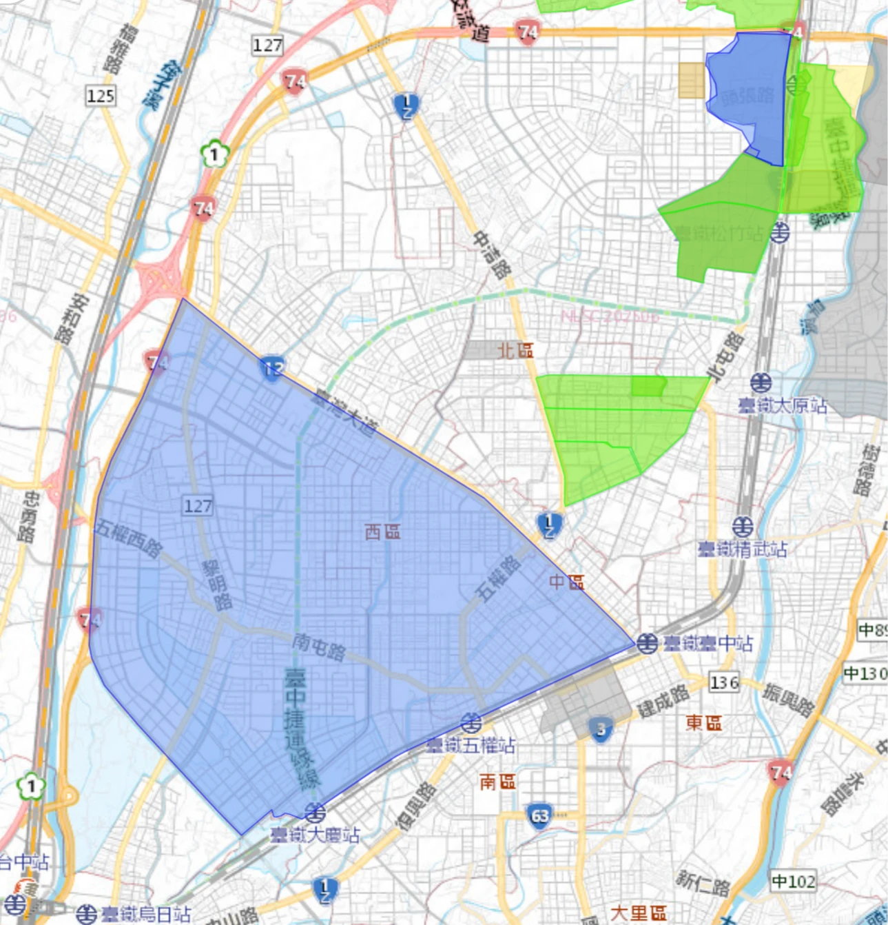 台中市停水區域圖。台水提供
