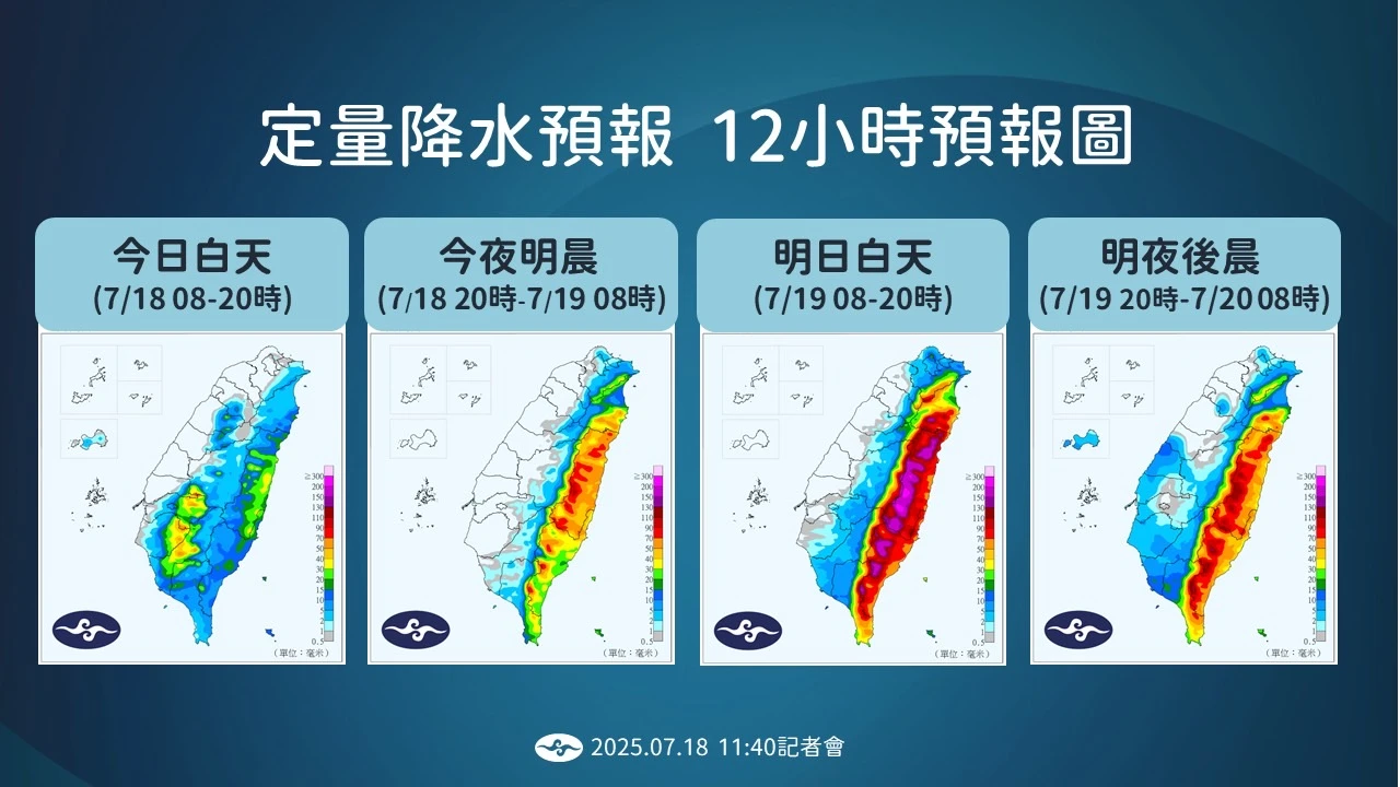 降雨趨勢。氣象署提供