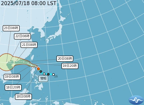 薇帕颱風預估路徑。取自氣象署網站