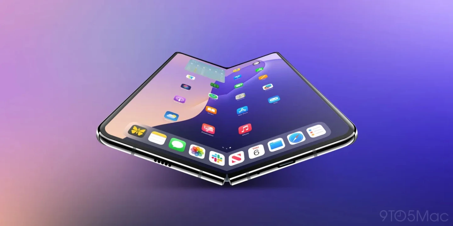 摺疊iPhone概念圖。翻攝自《9to5Mac》