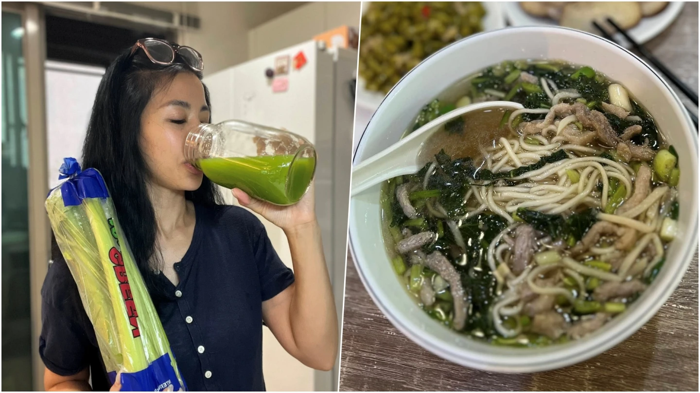 李蒨蓉用餐後出現頭皮發麻、嘔心想吐「像中毒」,她懷疑是近期頻喝西芹汁,導致身體對於味精較為敏感。翻攝自李蒨蓉臉書