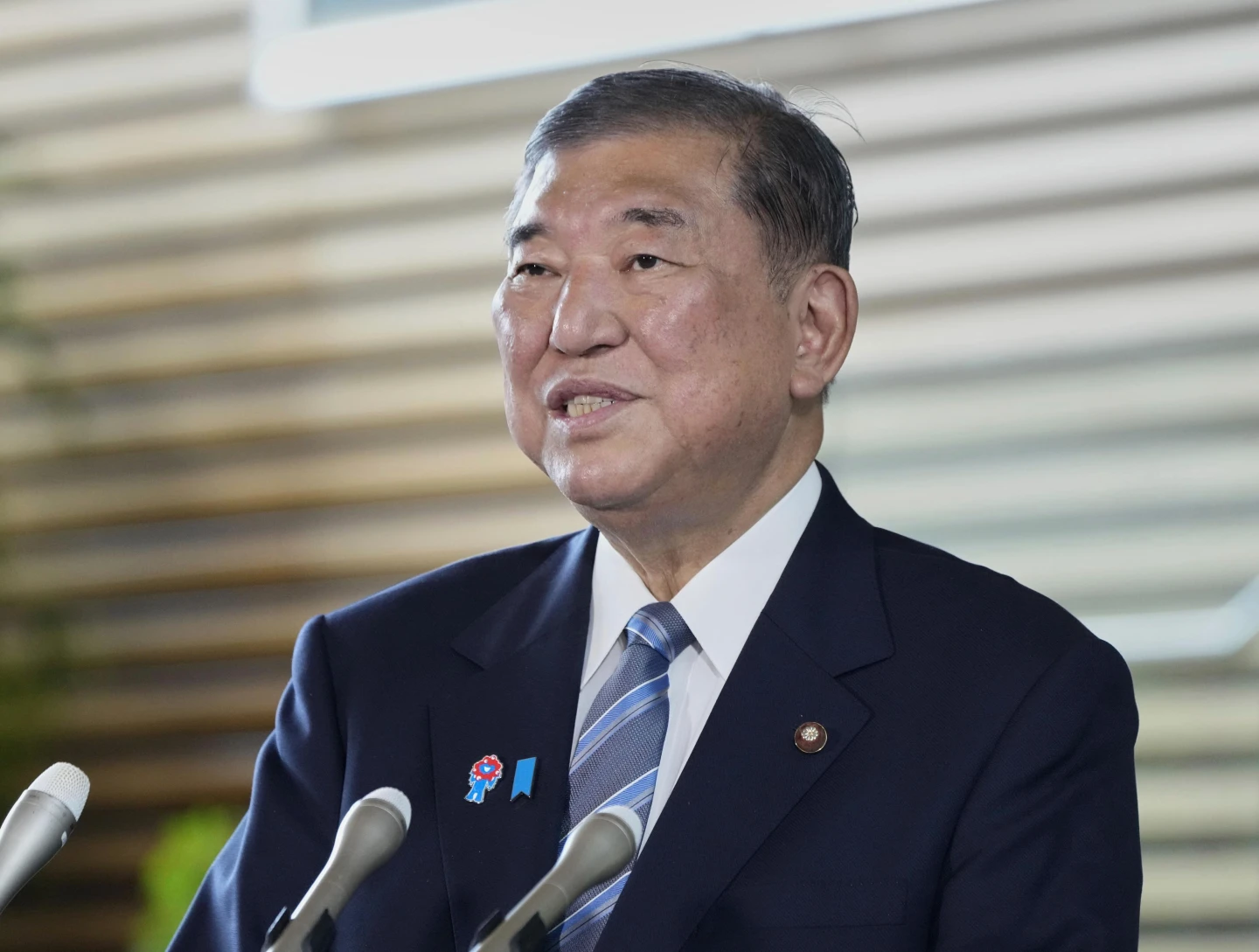 日本首相石破茂7月23日在官邸就最新公布的日美貿易框架,表達談話。美聯社