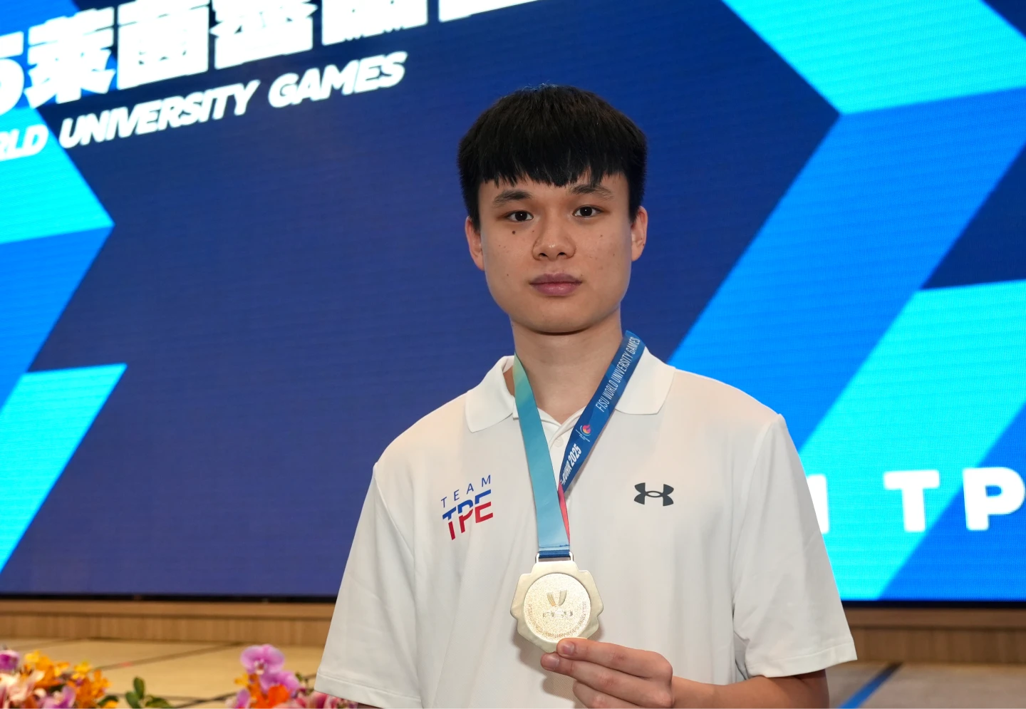 馮翊新在世大運桌球男團金牌戰一戰成名。梁建裕攝