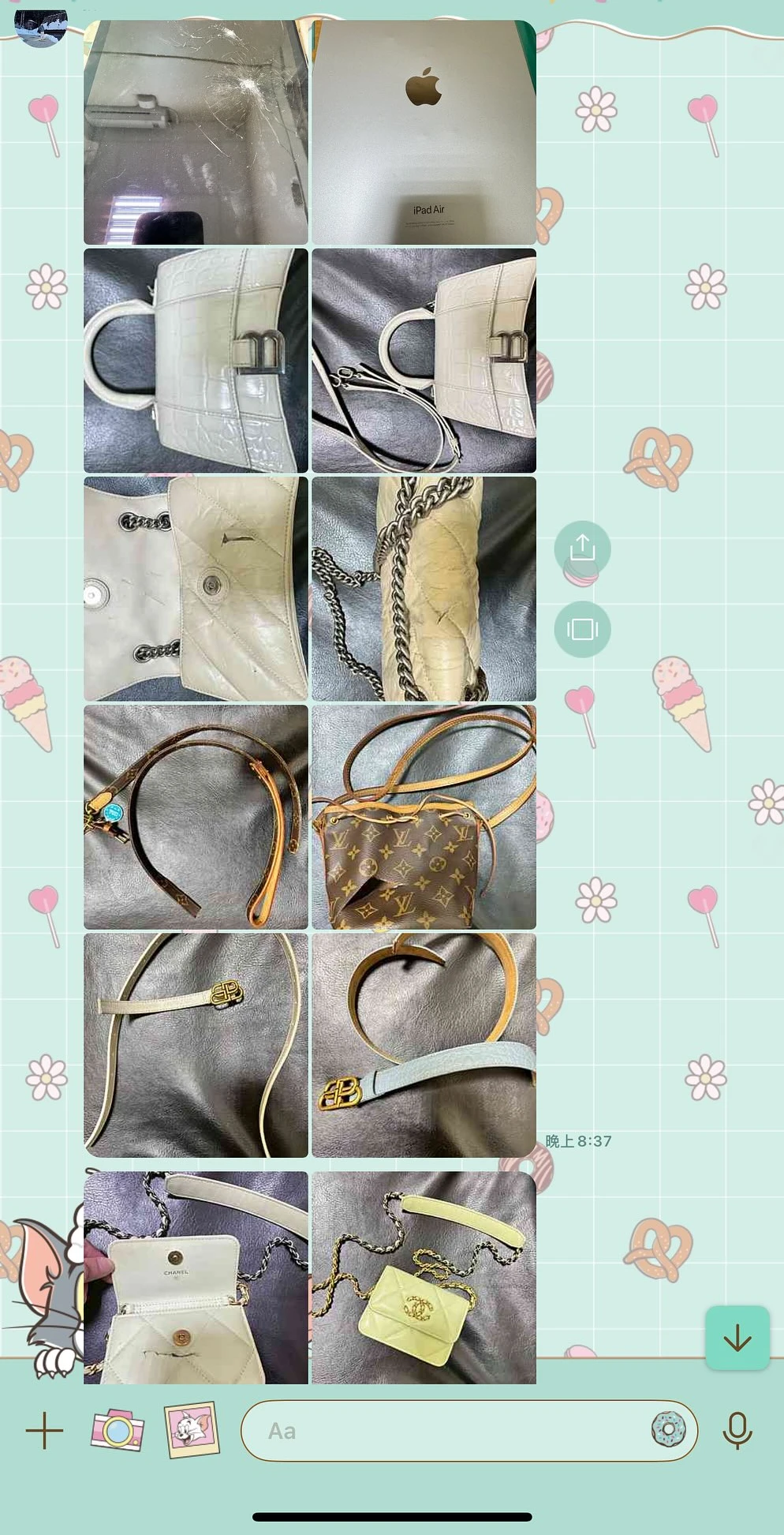 夜店女公關發文指150萬的精品包包衣物都被前男友割爛。翻攝死者Threads