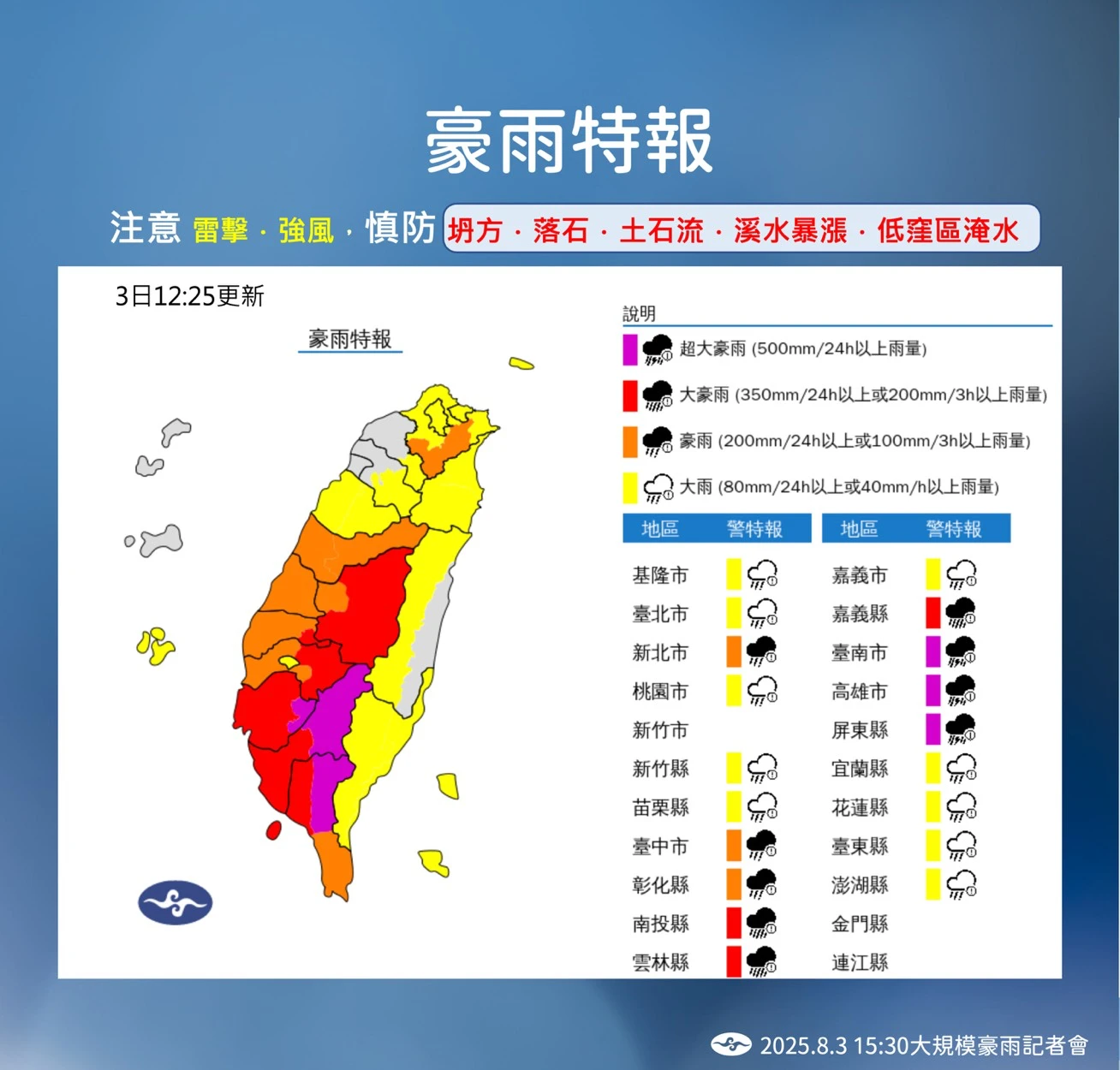 今天預計是這一波西南氣流降雨最顯著的時候。氣象署提供