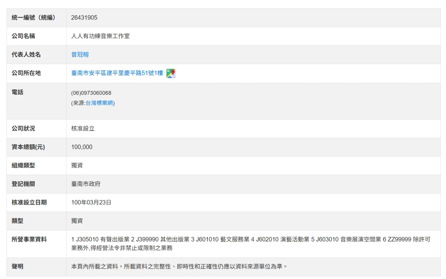 王鴻薇在臉書貼出歌手大支公司資訊。翻攝自王鴻薇臉書