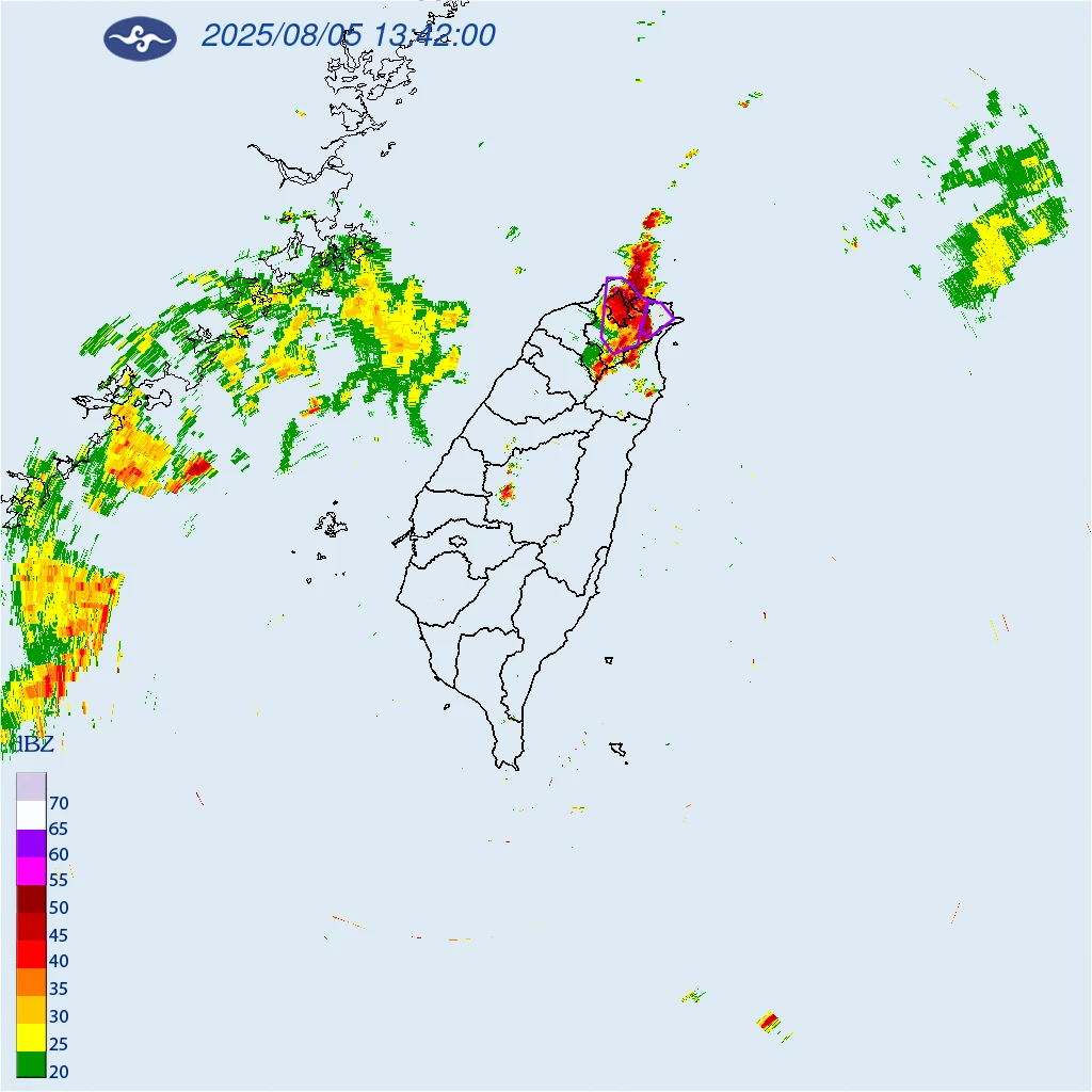 北部午後雷電密集。翻攝中央氣象署