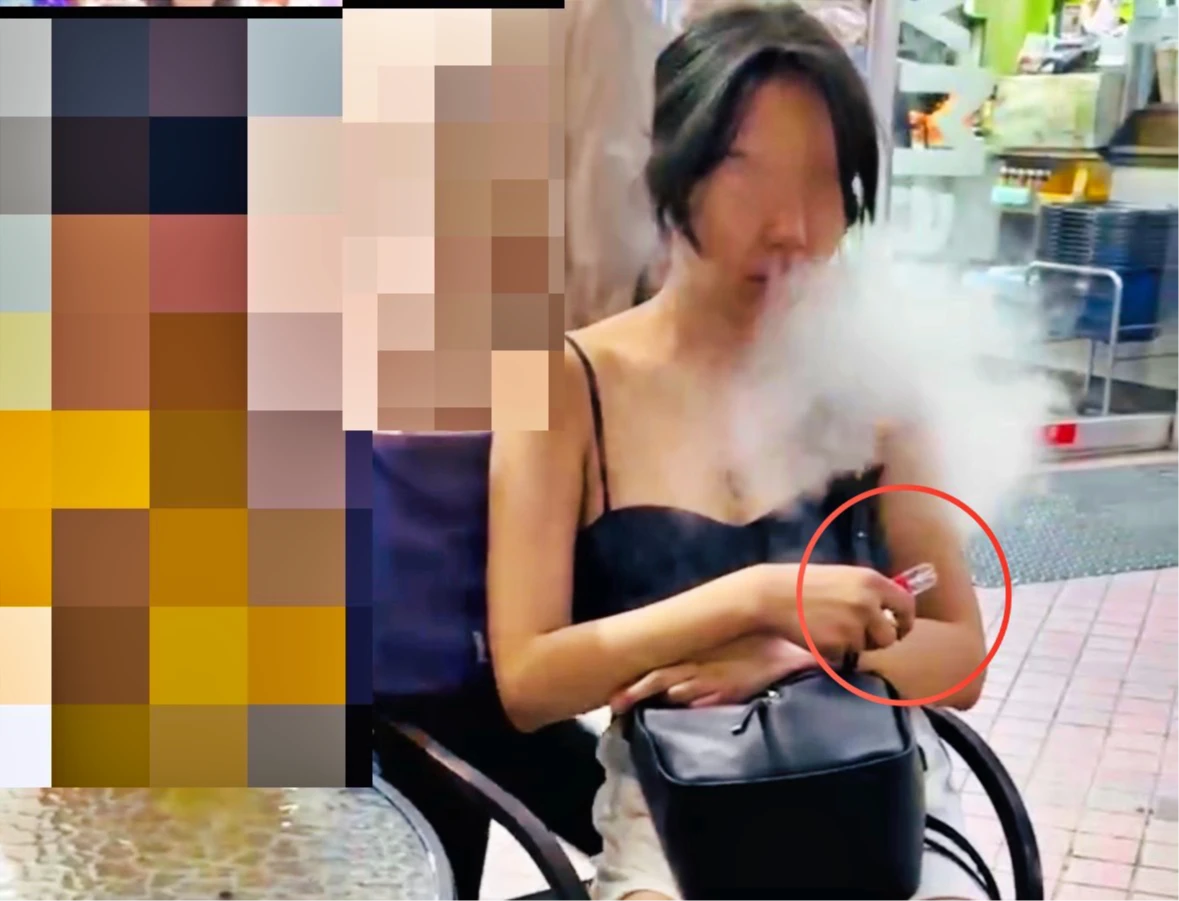 女子吸食喪屍菸彈,遭警方當場逮捕送辦。警方提供