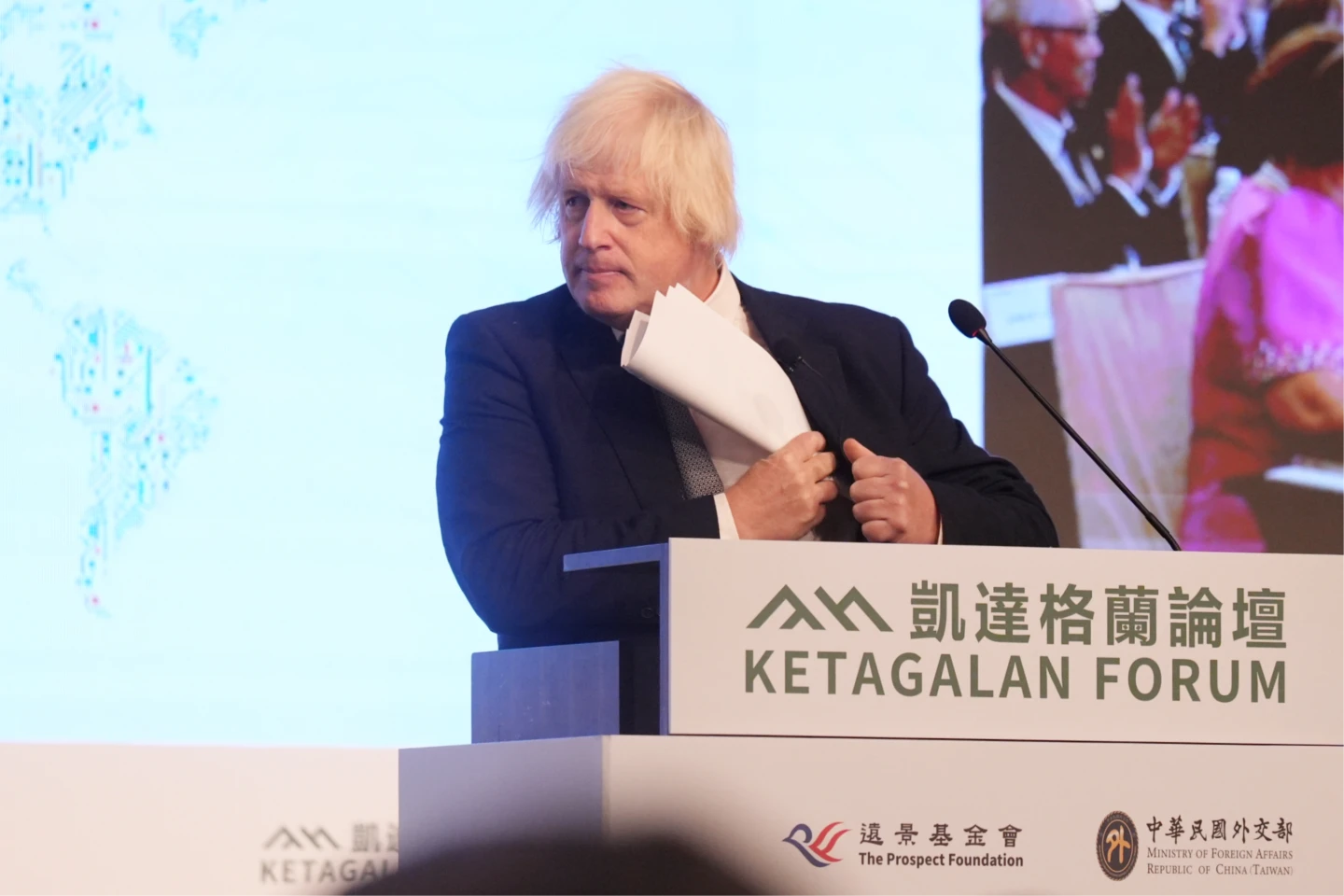 英國前首相強生來台演說。陳卓邦攝