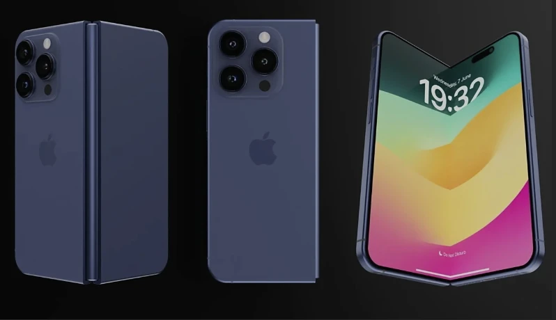 外媒曝折疊iPhone渲染圖。照片來源:AppleInsider