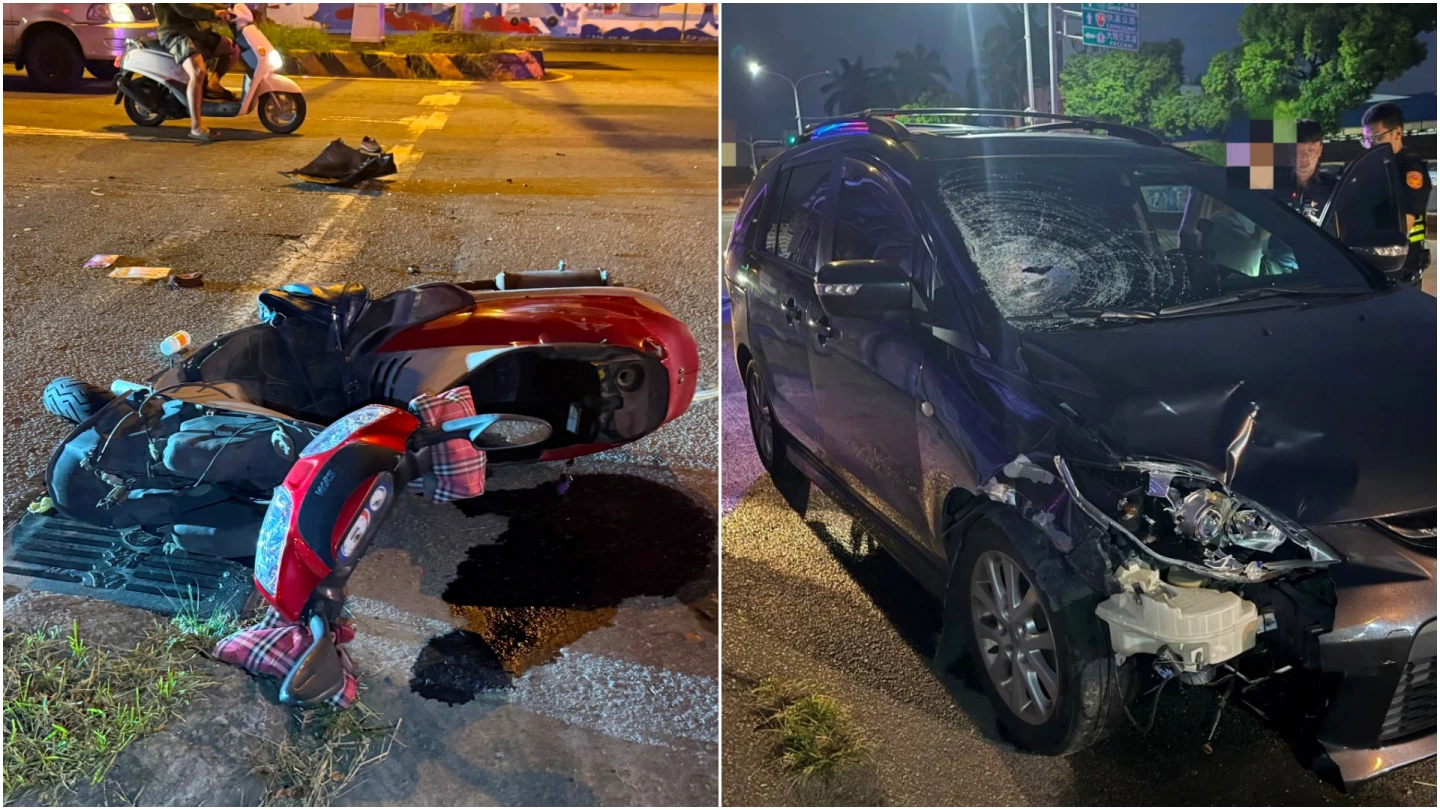 台中市大雅區中清路三段與大雅交流道口,10日清晨發生自小客碰撞停等機車事故,造成機車女騎士傷重送醫不治,駕駛湯男酒測值超標,依法移送檢方偵辦。讀者提供