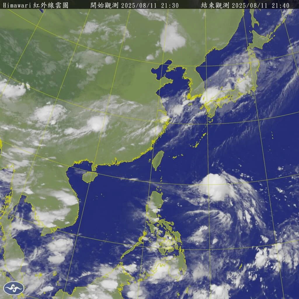 颱風楊柳在11日晚間增強為中度颱風。取自氣象署