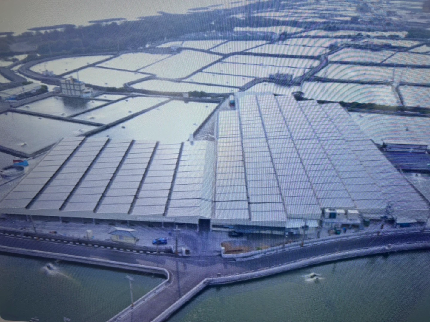 漁民蔣坤龍先生室內型漁電案場空拍圖。農業部提供