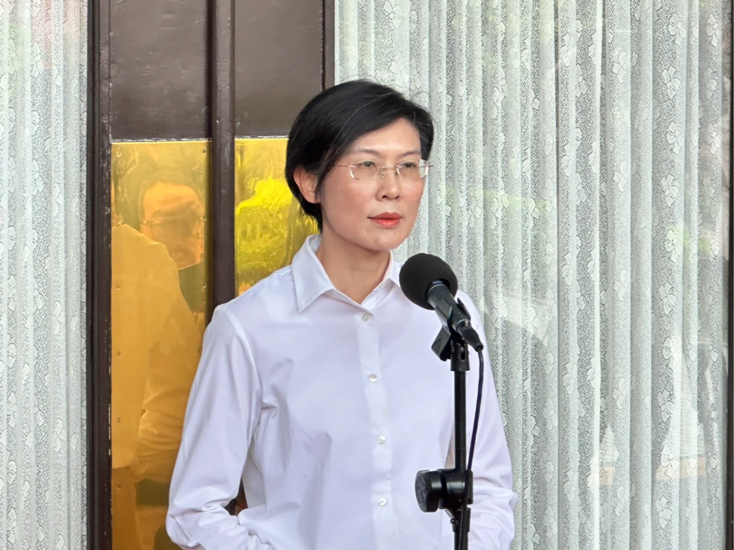 綠委林岱樺現身回應媒體報導。施智齡攝