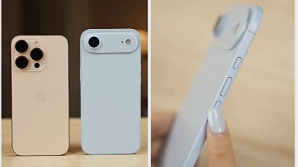 科技達人發布天藍色iPhone 17 Air模型機外觀。取自Majin Bu X平台影片