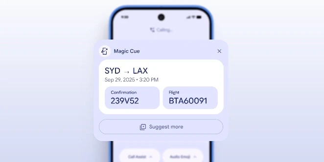 全新AI功能Magic Cue配合Gemini「雙AI」上線。取自官網