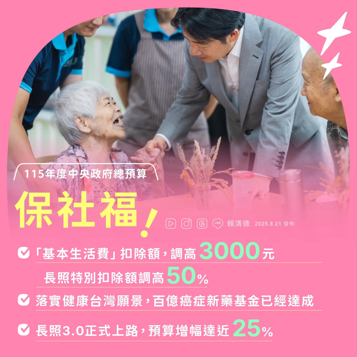 長照3.0正式上路。總統府提供