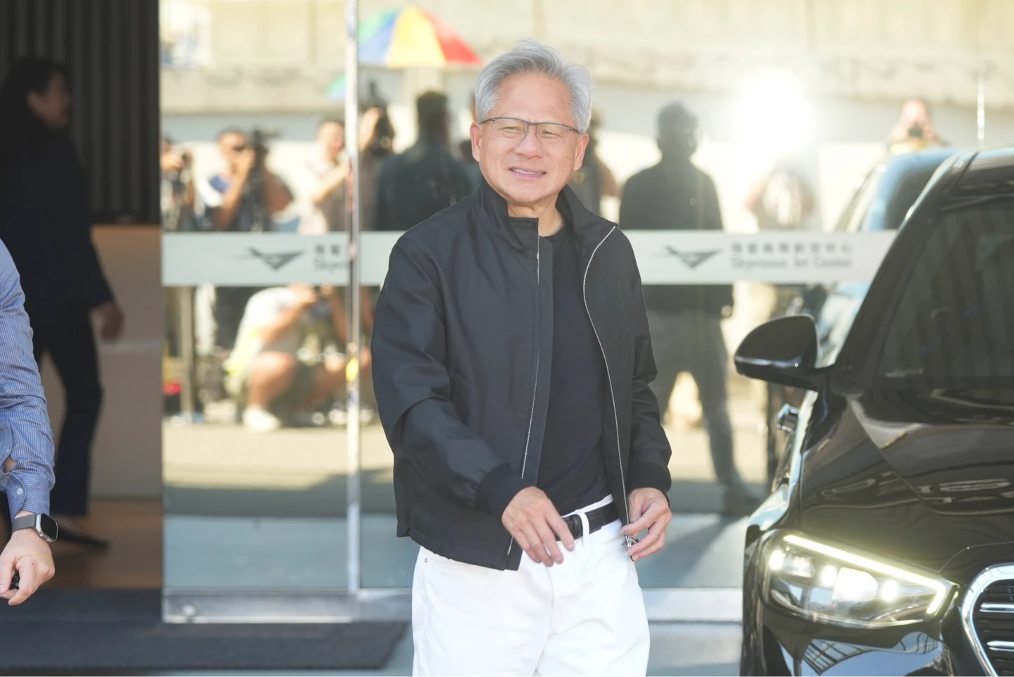 黃仁勳今早抵台。李柏毅 攝