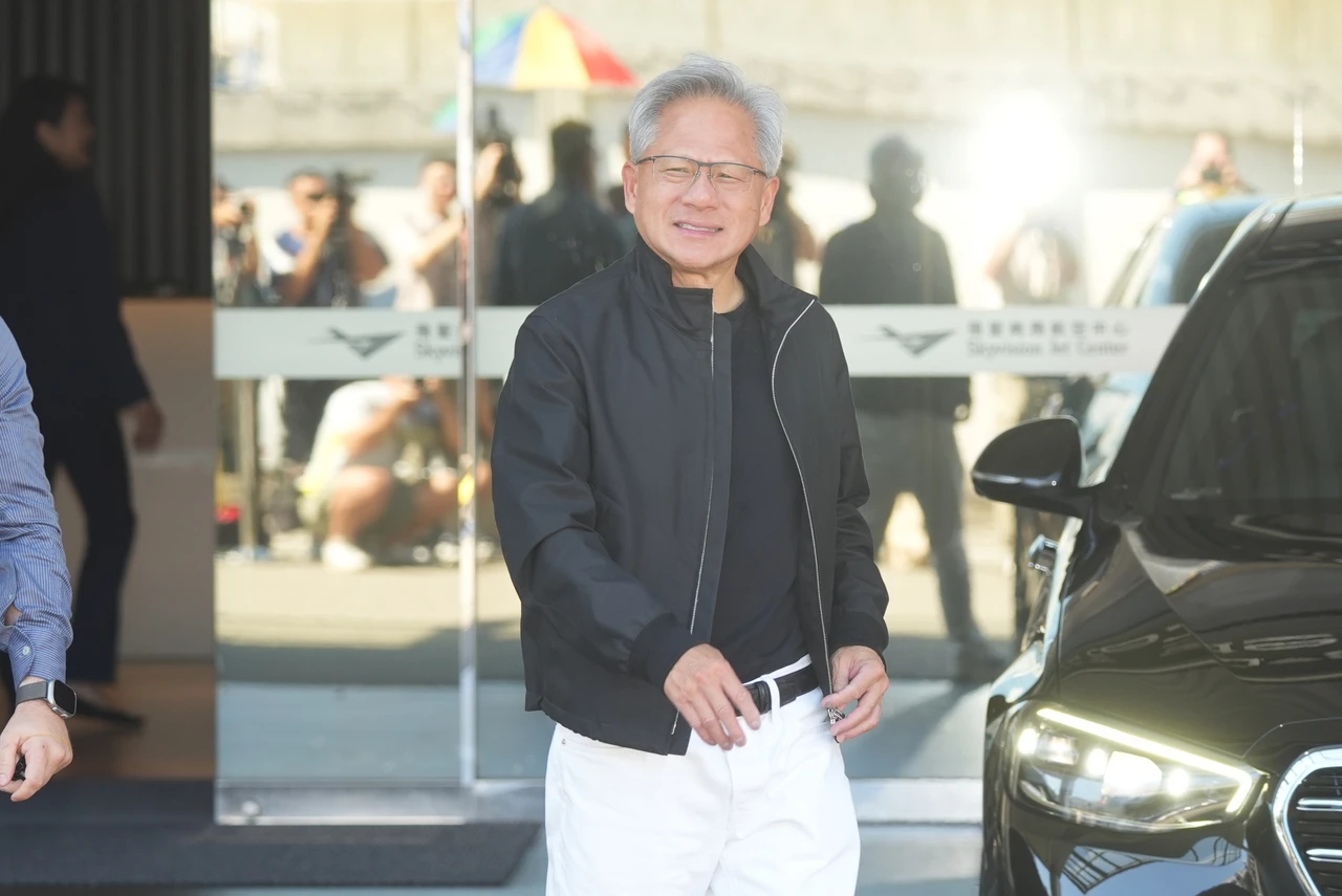 黃仁勳今天快閃台灣。李柏毅攝