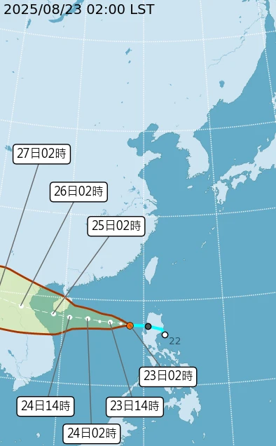 劍魚颱風於今日上午8時生成,預測路徑不影響台灣。取自氣象署
