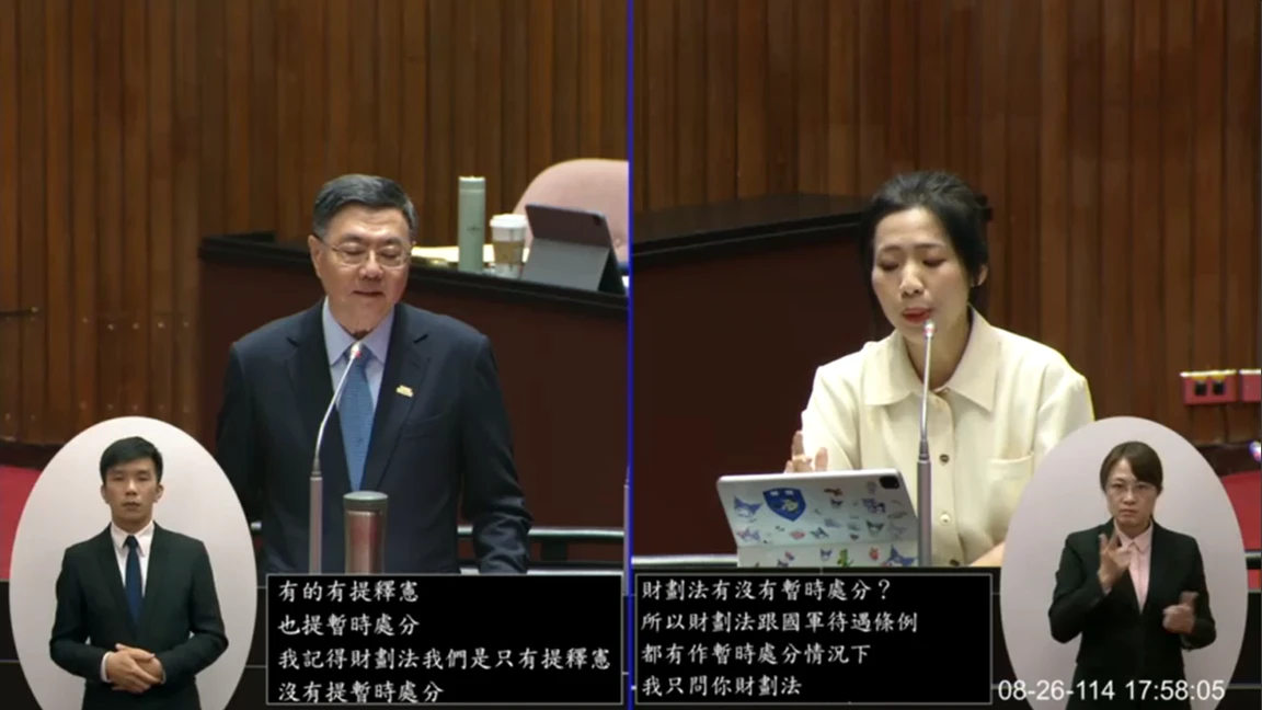 行政院長卓榮泰昨坦言,國軍加薪有提暫時處分。取自國會頻道YT