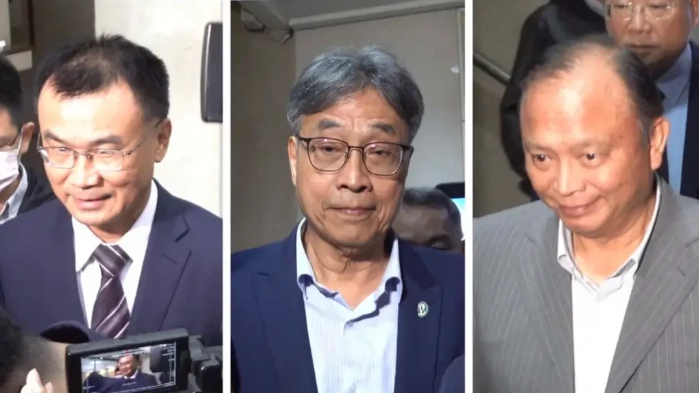 北檢偵辦超思雞蛋案,曾約談農業部長陳駿季(中)、農業部前部長陳吉仲(左)、中央畜產會前董事長林聰賢(右)出庭。資料照