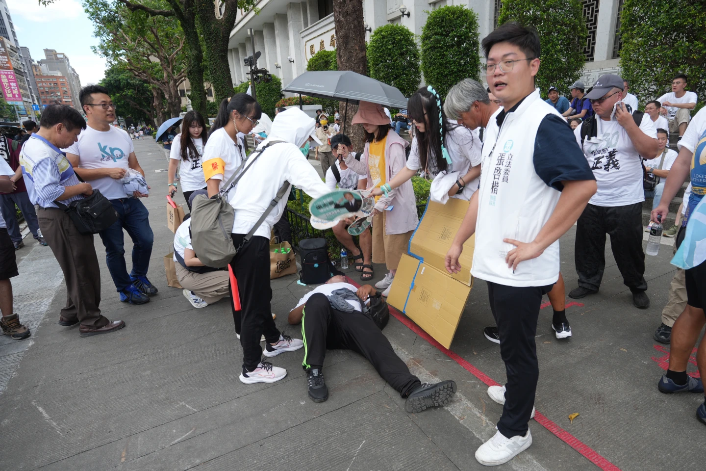 小草疑似也太熱昏倒。陳卓邦攝