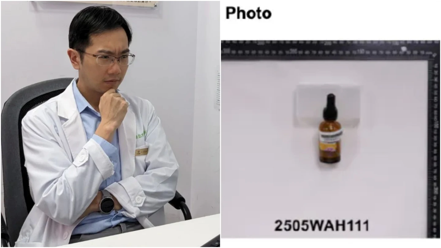 「蒼藍鴿」和藥師健生合作的D3滴管帽頭斷裂,藥師健生活宣布無條件退換貨。左取自FB @ 蒼藍鴿粉絲專頁,右取自藥師健生活官網