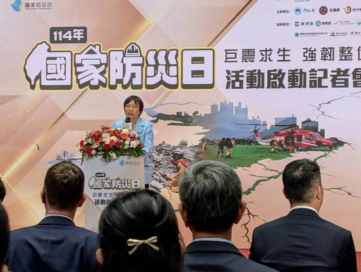 劉世芳希冀社會各界投入演練,強化政府量能,也提升全民防災意識。施智齡攝