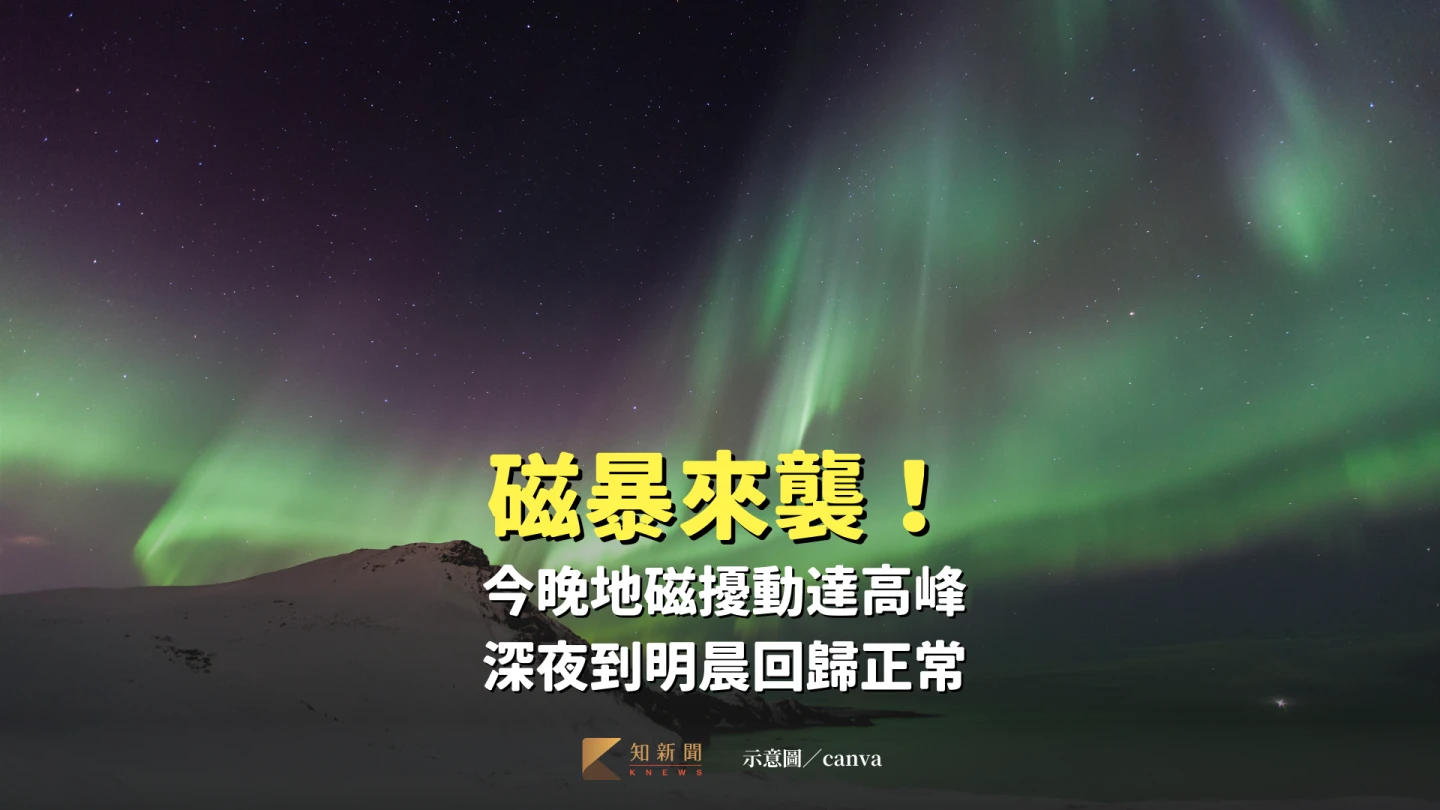 今天有磁暴來襲,圖為地磁擾動變化。取自氣象署太空天氣作業辦公室網站