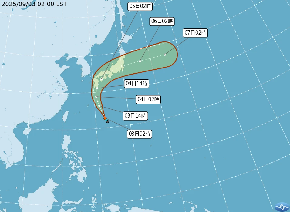 TD18將發展為輕度颱風。中央氣象署提供
