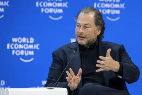 全球最大雲端軟體服務龍頭賽富時(Salesforce)執行長貝尼奧夫。法新社