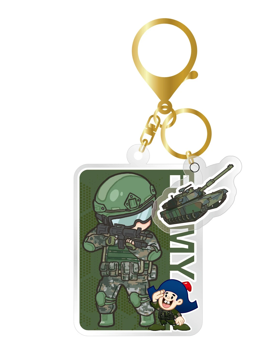 乖乖榮耀九三春聯袋送的國軍壓克力吊飾,陸軍版。讀者提供