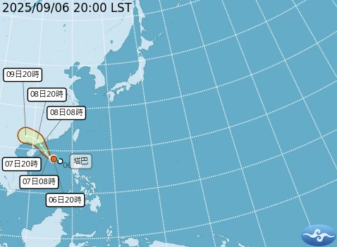 塔巴颱風預估路徑。取自氣象署網站