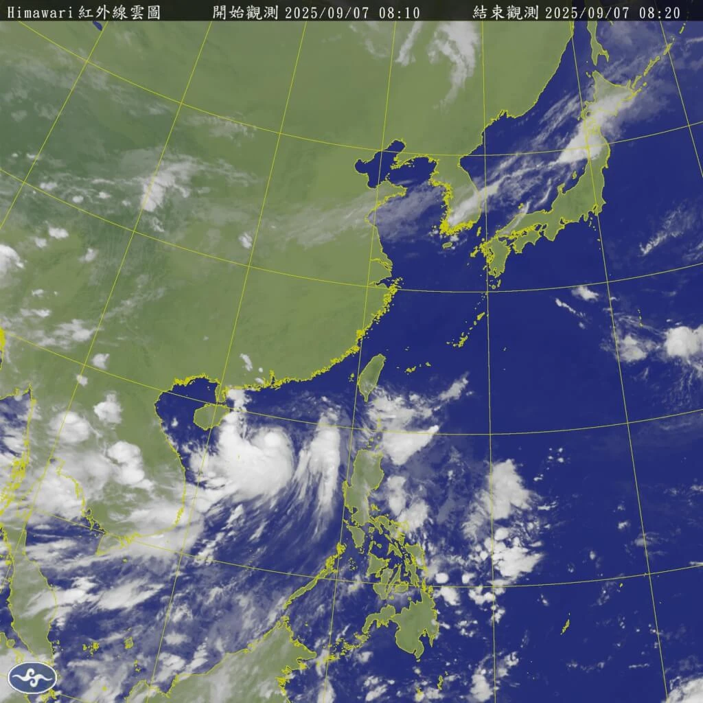 氣象專家吳德榮表示,輕颱塔巴在廣東南方海面,台灣各地雲量稍增,受其外圍水氣影響,各地不定時偶有零星飄雨機率。取自氣象署