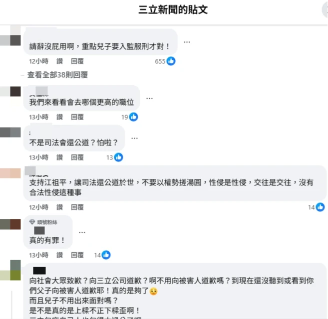 網友炸鍋轟龔家父子。取自FB@三立新聞