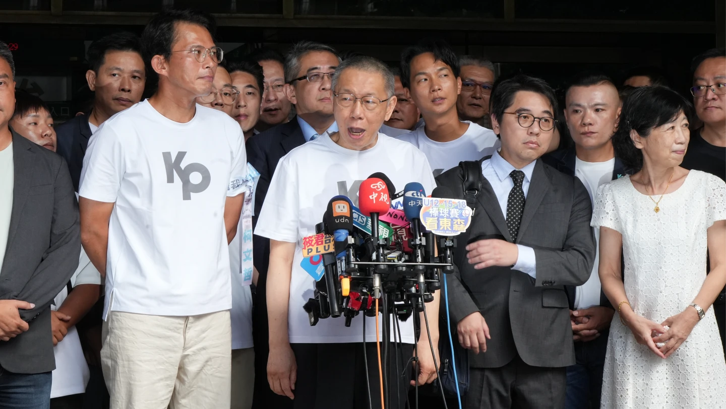 柯文哲面對媒體聯訪,發表了6分鐘的談話。葉志明攝