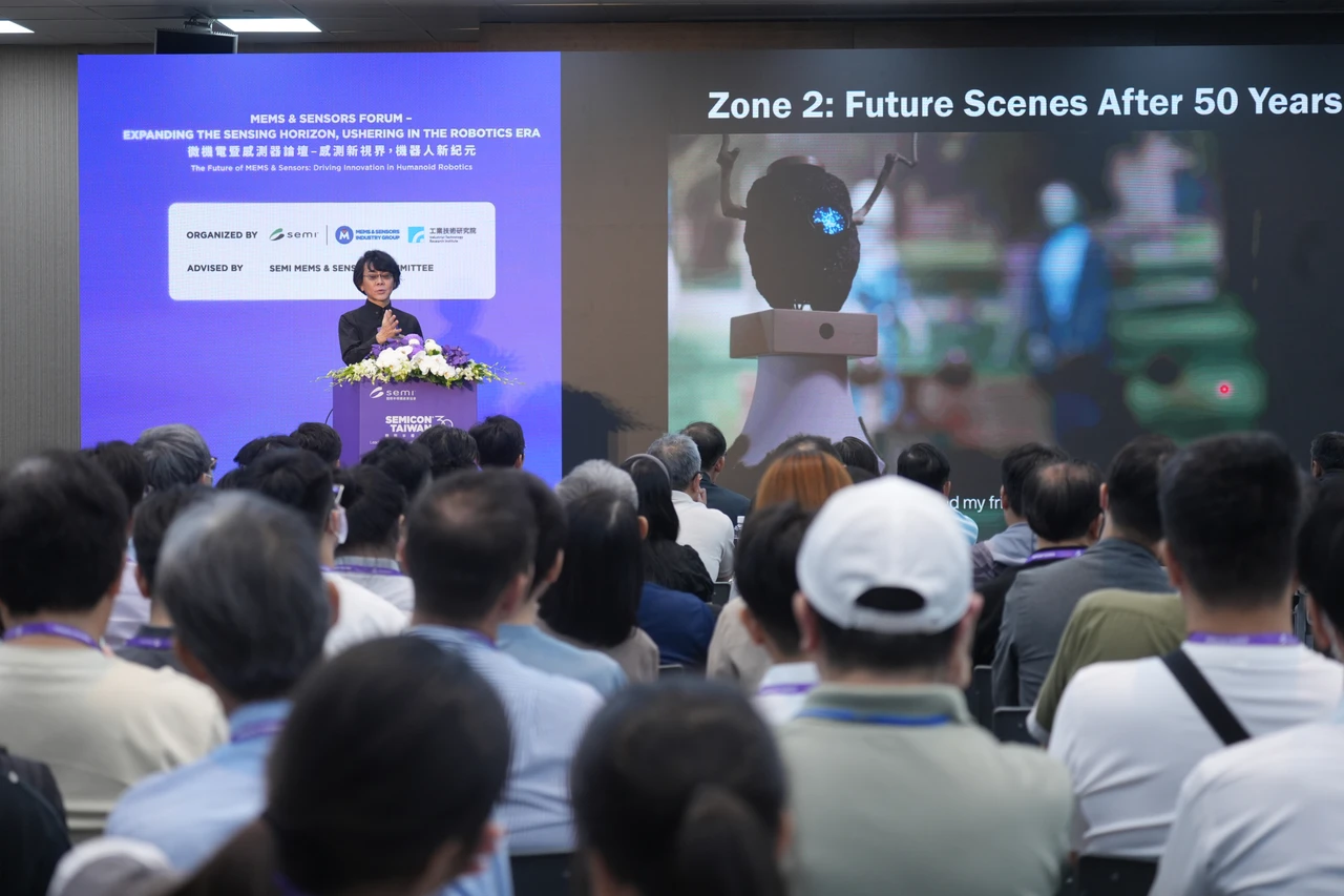 國際半導體展上日本機器人之父石黑浩開講「感測新視界機器人新紀元」。陳卓邦攝