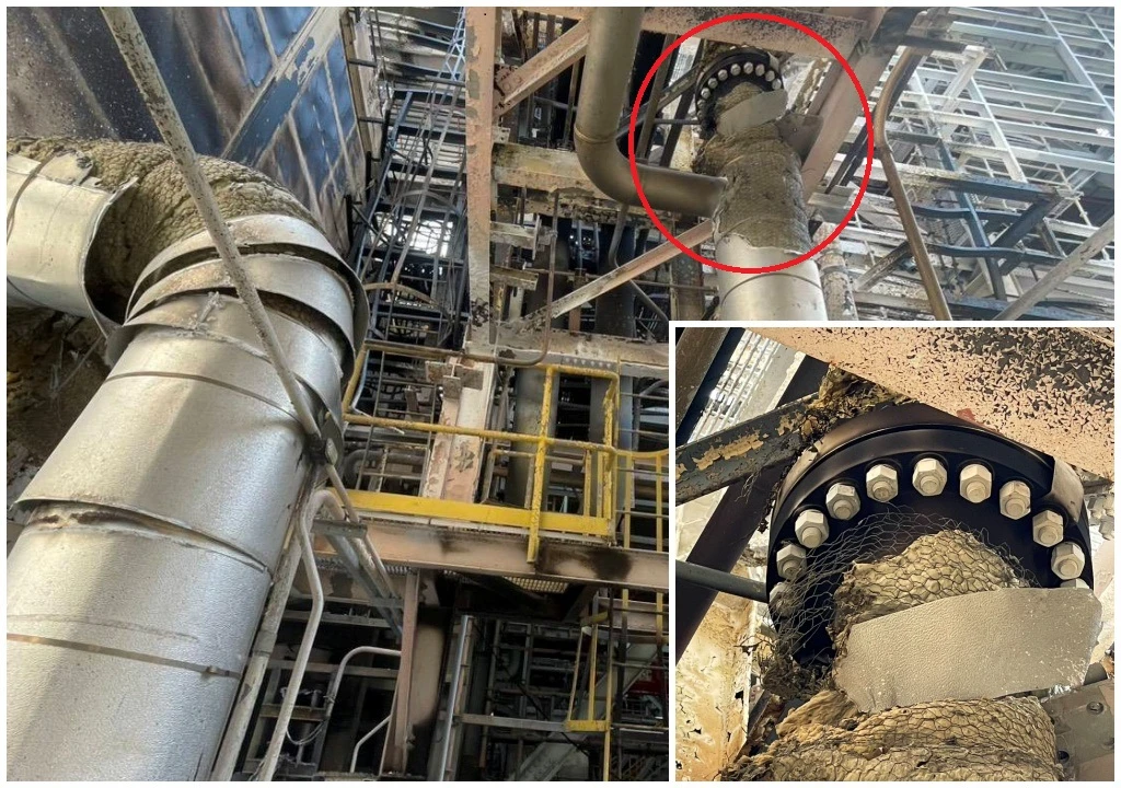 台電公佈起火點為天然氣加熱器下游管線的法蘭。台電提供