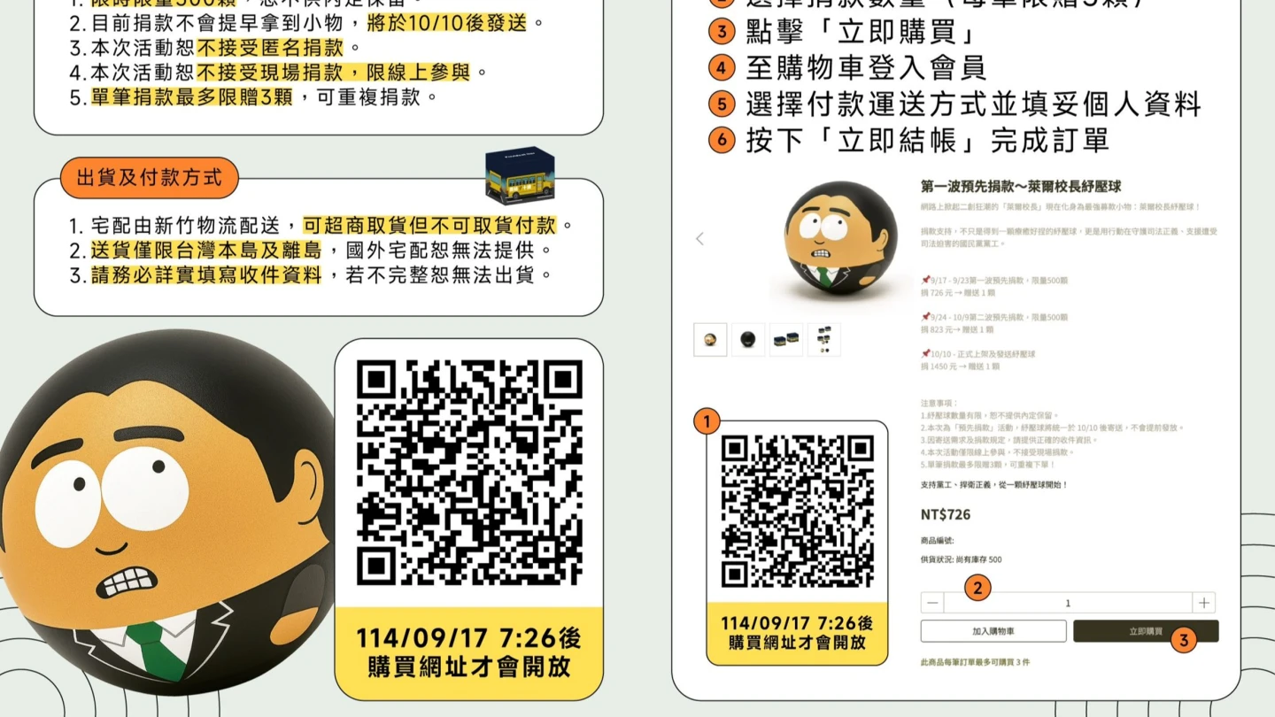 國民黨周邊商品「萊爾校長紓壓球」500顆秒殺。國民黨提供