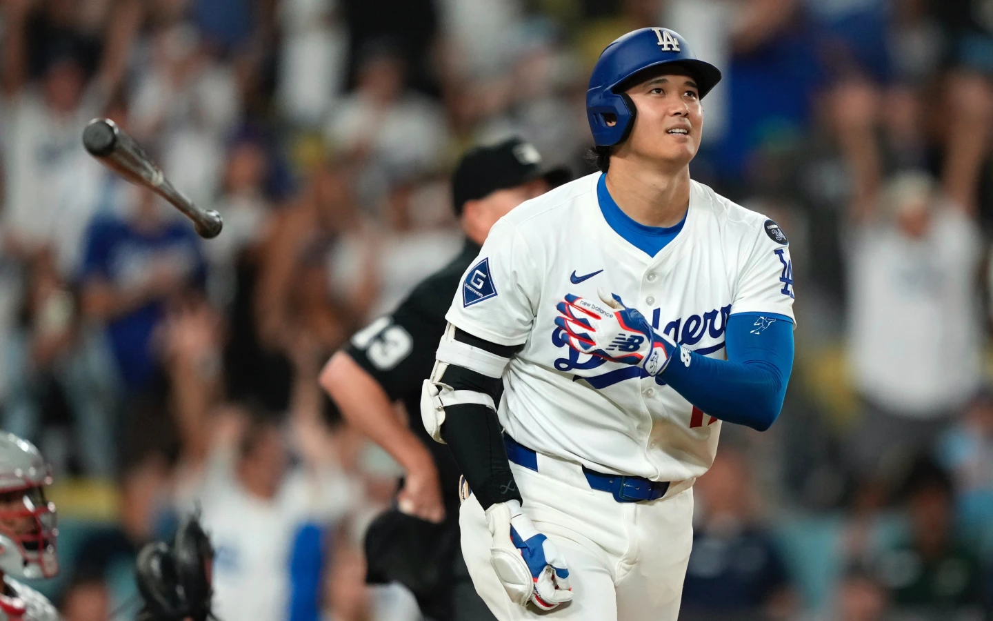 道奇隊大谷翔平在8局下敲出本季第50轟,連續2季達標50轟。美聯社