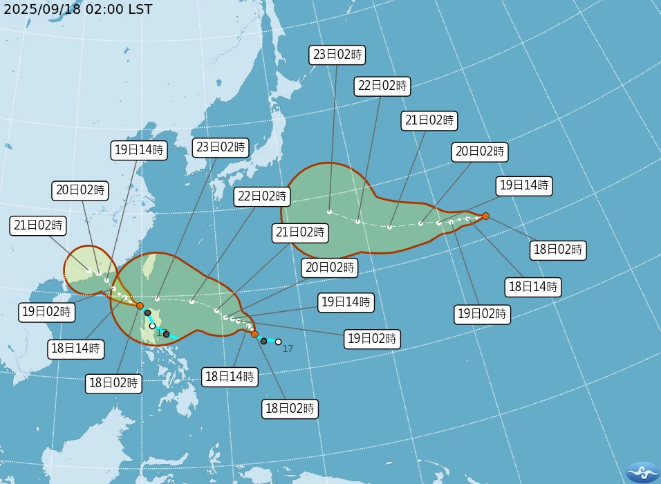 氣象署說,近期天氣將受熱帶性低氣壓或颱風外圍環流影響。中央氣象署提供